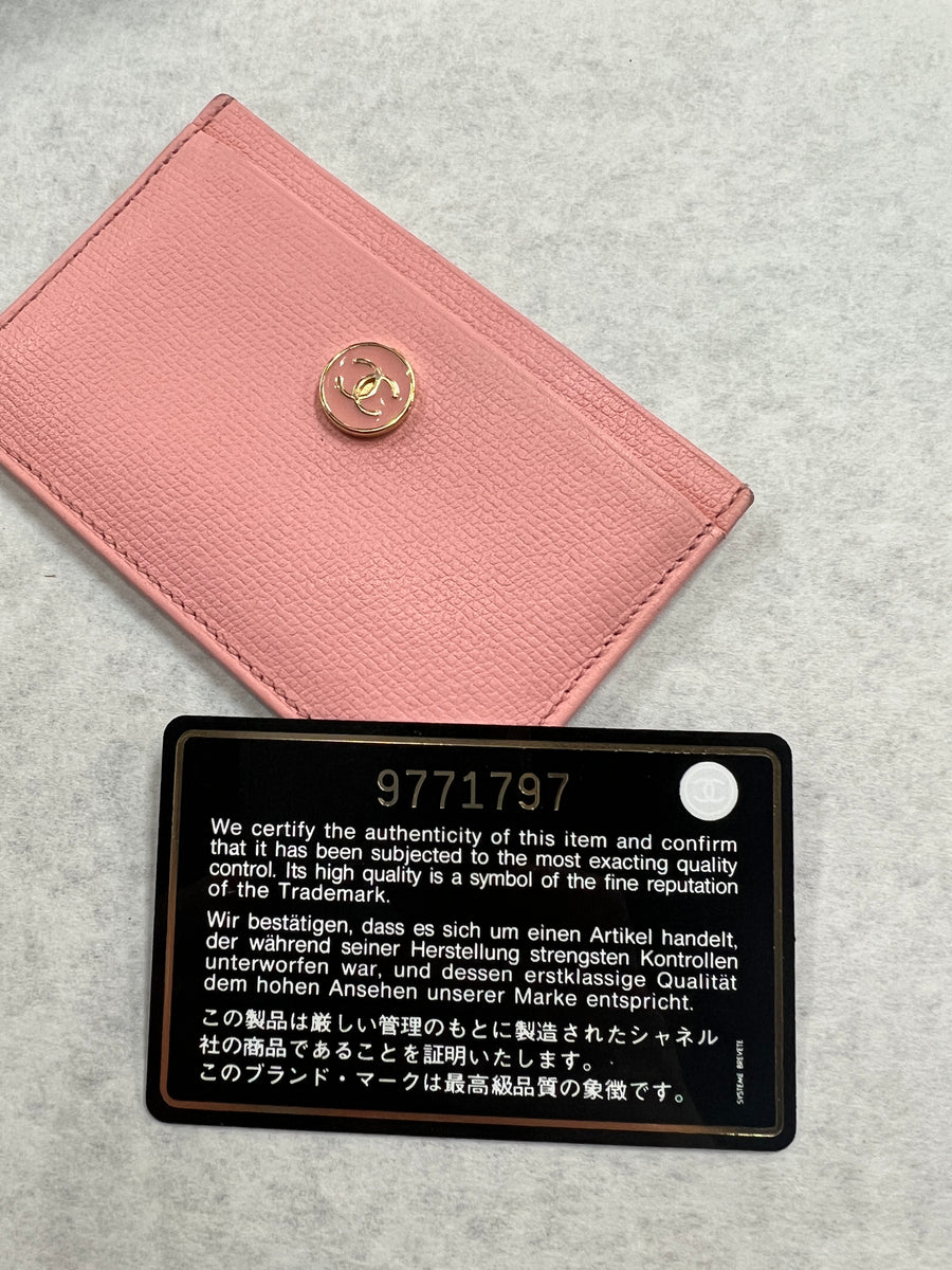 Authentic Chanel Button Card Case Pink – Relics to Rhinestones