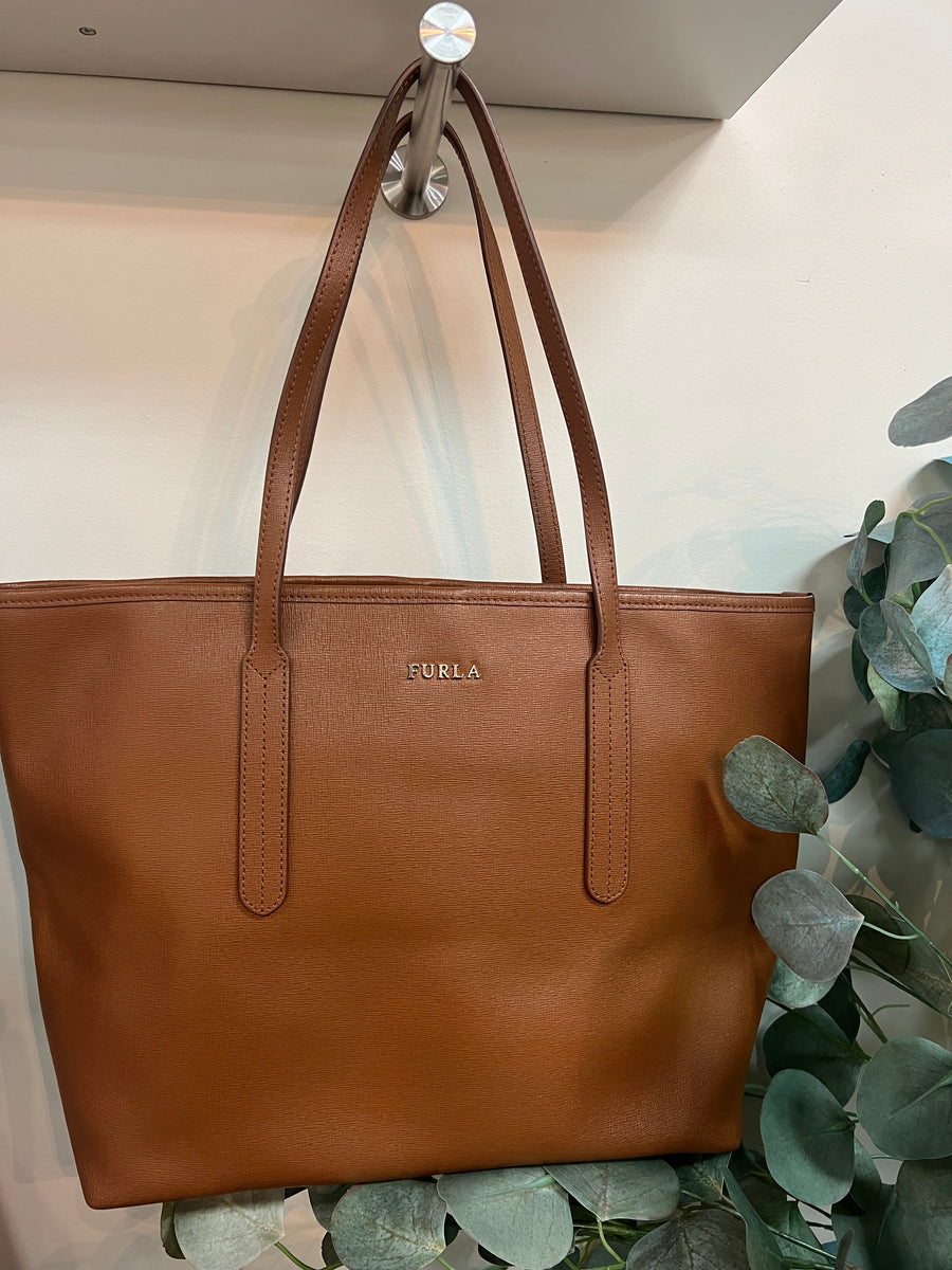 Furla Brown Leather Tote Bag For Sale at 1stDibs