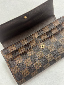 Authentic LOUIS VUITTON Vintage Damier Sarah Wallet Envelope Leather Check  2000