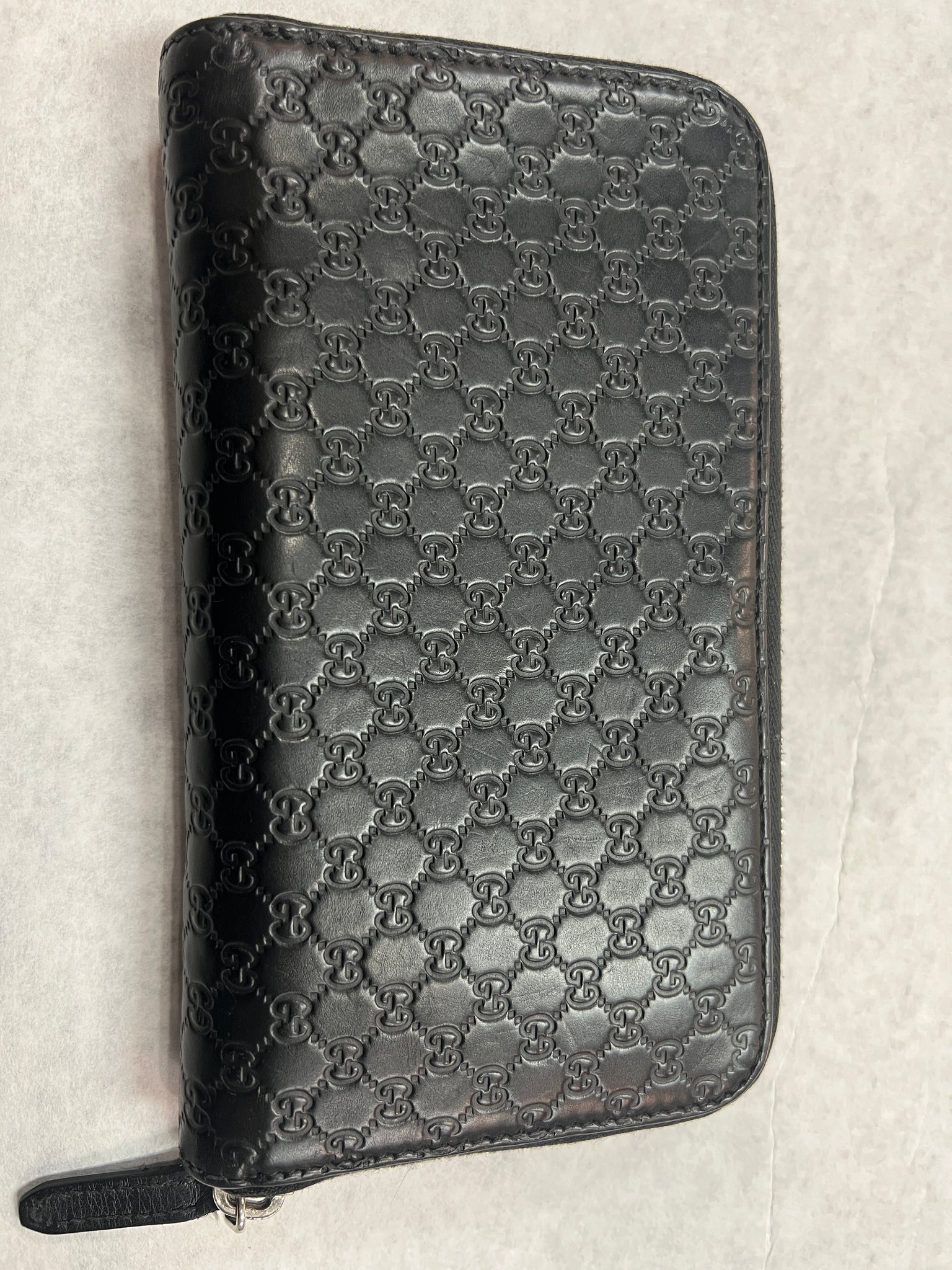 GUCCI Micro GG Guccissima Leather Zip Around XL Wallet Dark Brown 3914