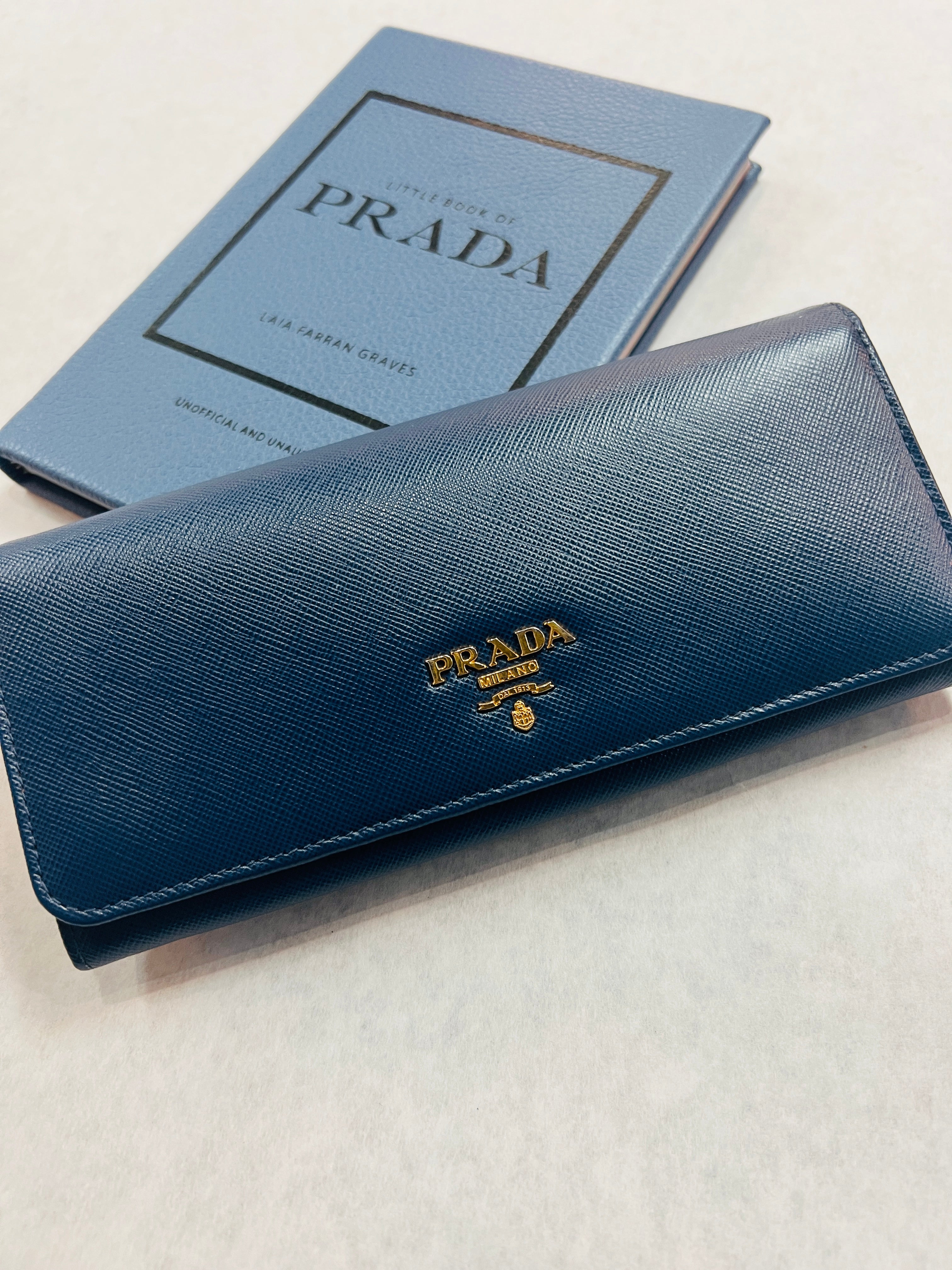 Prada Light Blue Saffiano Leather Wallet - My Luxury Bargain