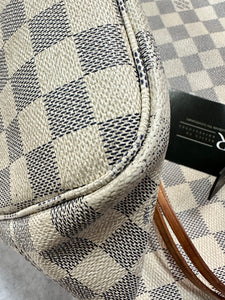 Louis Vuitton Neverfull MM Toile Damier Azur Beige Leather ref.67082 - Joli  Closet