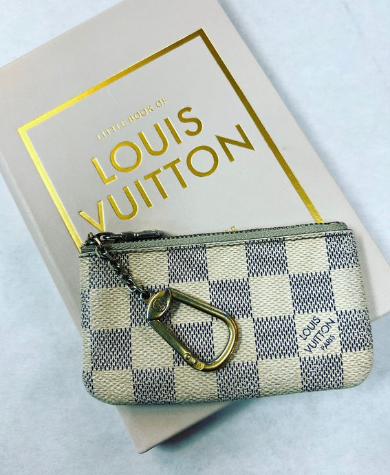 Authentic Louis Vuitton Key Pouch in Damier Azur